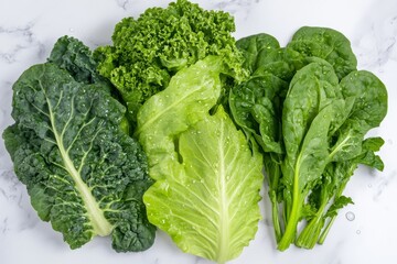 Assortment of Fresh Green Leafy Vegetables
