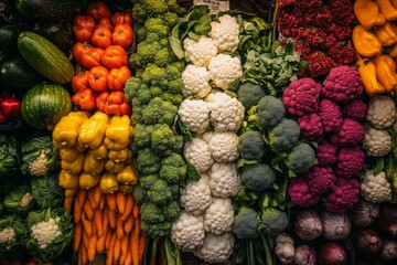 Colorful Produce Display at a Market Stall