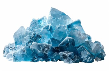 Obraz premium High-resolution pile of light blue ice crystals with transparent background and white space in the middle, front view, PNG format.