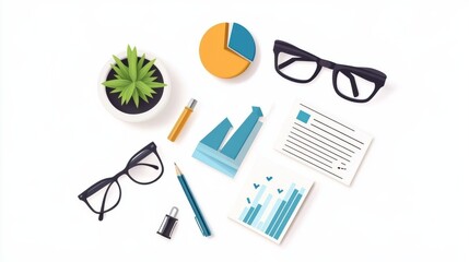 Organized Office Desk with Stationery Supplies and Business Accessories