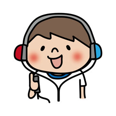 Obraz premium 聴力検査をする子供（男の子）