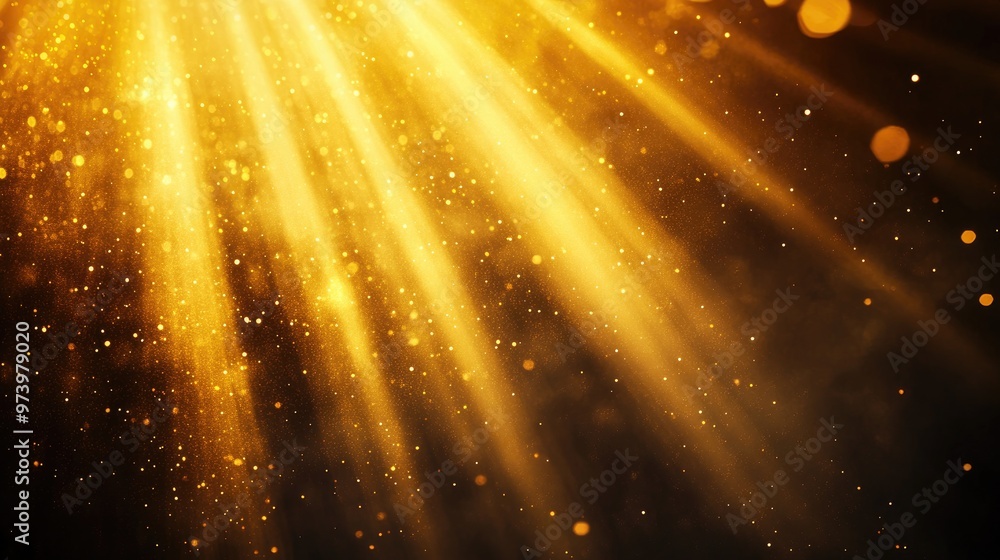 Poster warm golden rays of light shining in an abstract background, ideal for creating an elegant and glowi