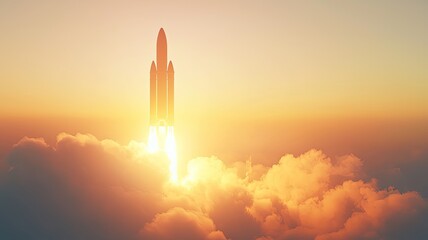 A majestic rocket launches into the sky at sunset, symbolizing innovation, exploration, and the spirit of adventure.