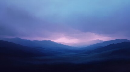 Fototapeta premium A dim, overcast sky as dusk nears, with light gradually fading into deep blues and purples, creating a peaceful, tranquil atmosphere.