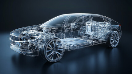 Naklejka premium Generative AI illustration of contemporary automobile 