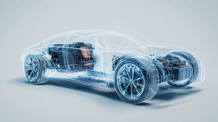 Fototapeta premium Illustration of a sportier car with cut section shows partial inside details of the car, a Generative AI image.