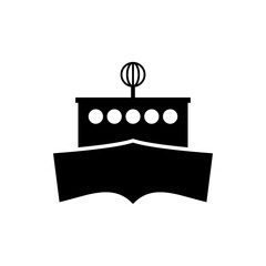 艇首から見た小型ボートのアイコン、透明背景