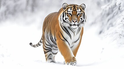 Obraz premium Majestic Rare Siberian Tiger in Snowy Forest - Endangered Species Captured with Canon EOS R5 II and 50mm f/1.2 Lens