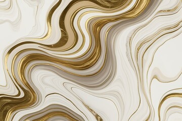 Elegant Ivory and Gold Abstract Marble Wallpaper with Fluid Textures for Contemporary Home Decor