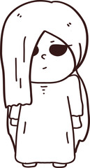 Halloween Cute Monster Costume Spooky Character Doodle Outline