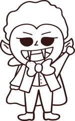 Halloween Cute Monster Vampire Costume Spooky Character Doodle Outline