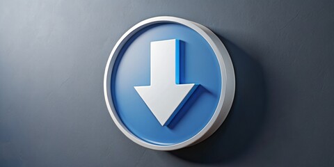 A stylized blue downward-facing arrow surrounded by a white circle on a modern gray background, symbolizing file