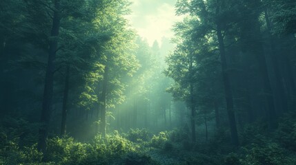 Obraz premium Tranquil Pixelated Forest Clearing with Simple Tree Shapes and Copy Space in Pixel Forest Composite Effect