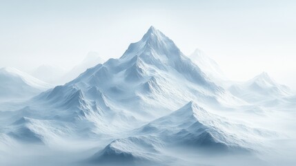 Obraz premium Tranquil Snowy Mountain Landscape with Minimalist Pixel Peaks and Copy Space, Double Exposure Finish