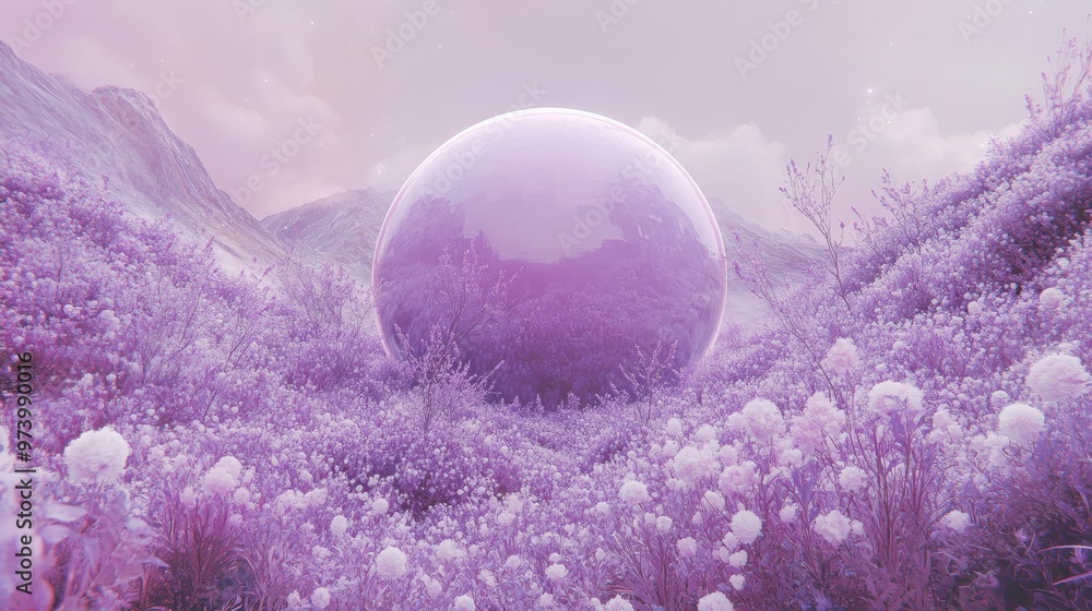 Poster pixel flora on alien planet - dynamic double exposure technique with copy space