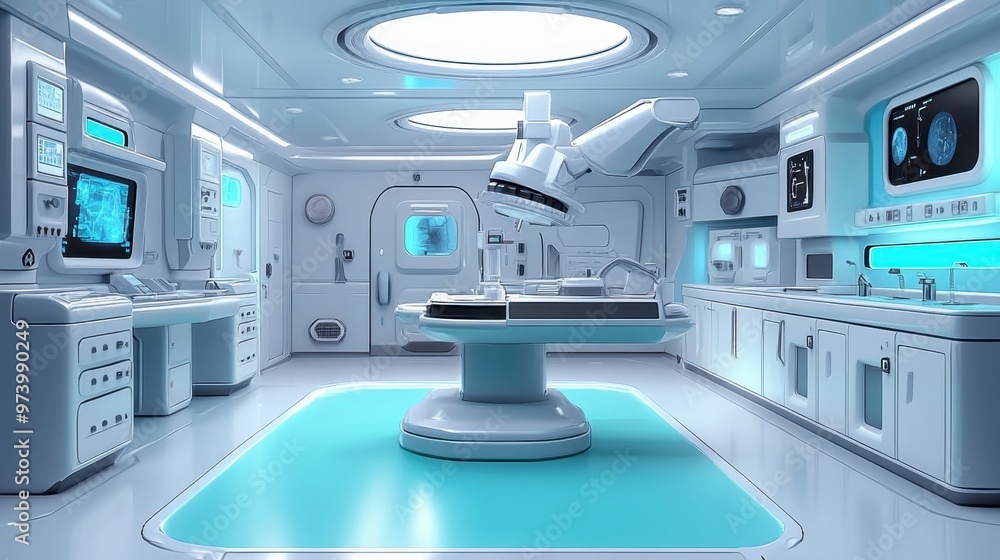 Aufkleber pixelated machinery in whimsical futuristic lab with copy space - high-tech composite effect