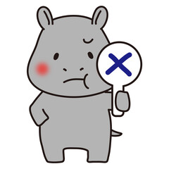 バツを出しているカバ