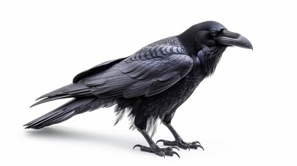 Fototapeta premium Raven Bird Isolated on White Background