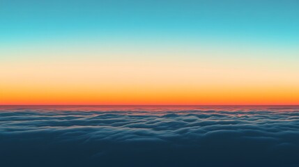 Naklejka premium The sky slowly dims before dusk, with layers of fading orange and blue mixing together, the horizon softly glowing in the distance.