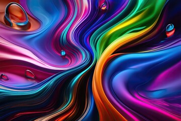 Obraz premium Vibrant Liquid Colors with Flowing Hues and Droplet Effects
