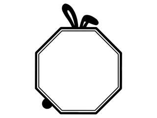 Easter Rabbit Frame Line Art Illustration