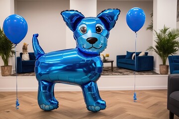 Cute Blue Dog Balloon for Party Decorations and Special Events
