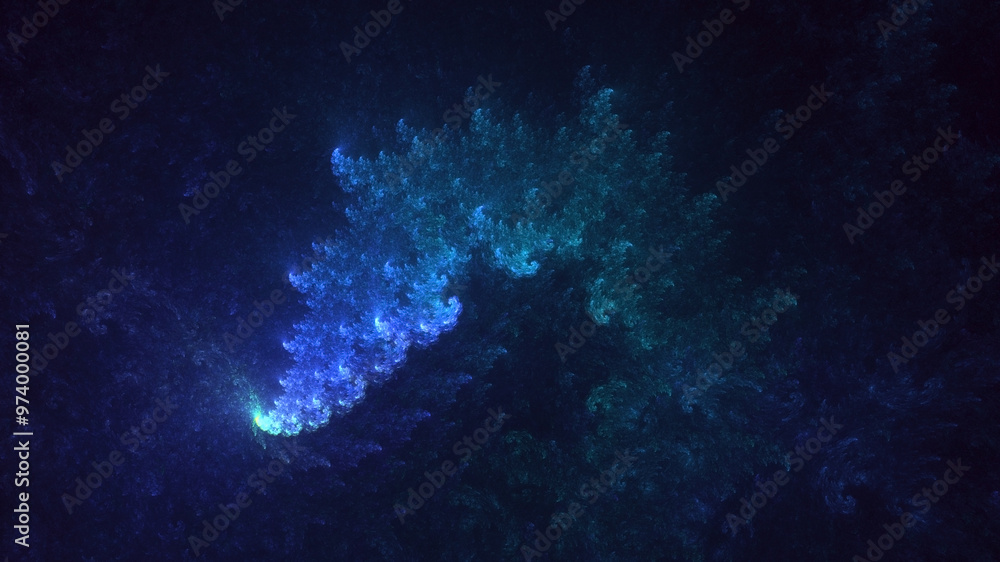 Poster 3d rendering abstract multicolored fractal light background with bright center. its not ai generatd 
