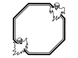 Halloween Ghost Frame Black and White