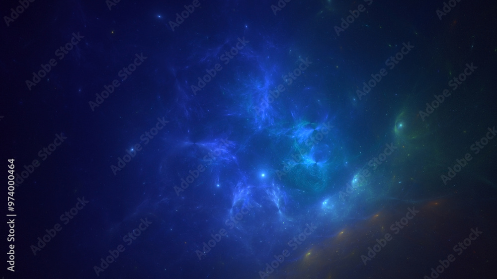 Poster 3d rendering abstract multicolored fractal light background with bright center. its not ai generatd 