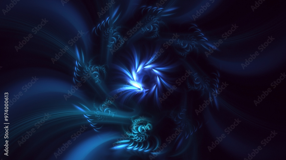 Poster 3d rendering abstract multicolored fractal light background with bright center. its not ai generatd 