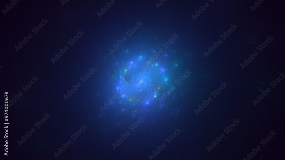 Poster 3d rendering abstract multicolored fractal light background with bright center. its not ai generatd 