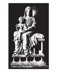 Fototapeta premium Madonna and Child Vector Virgin Mary and Infant Jesus Catholic religious Illustration