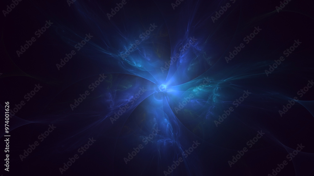 Aufkleber 3d manual rendering abstract blue fractal light background. its not ai generatd illustration.