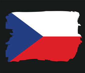 Czech Republic flag with paint brush stroke grunge texture design. Grunge brush stroke effect