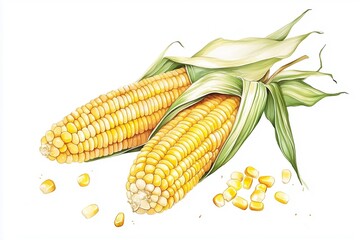 corn cobs isolated on white