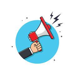 Hand Holding Megaphone Vector Illustration. Announcement Concept Design