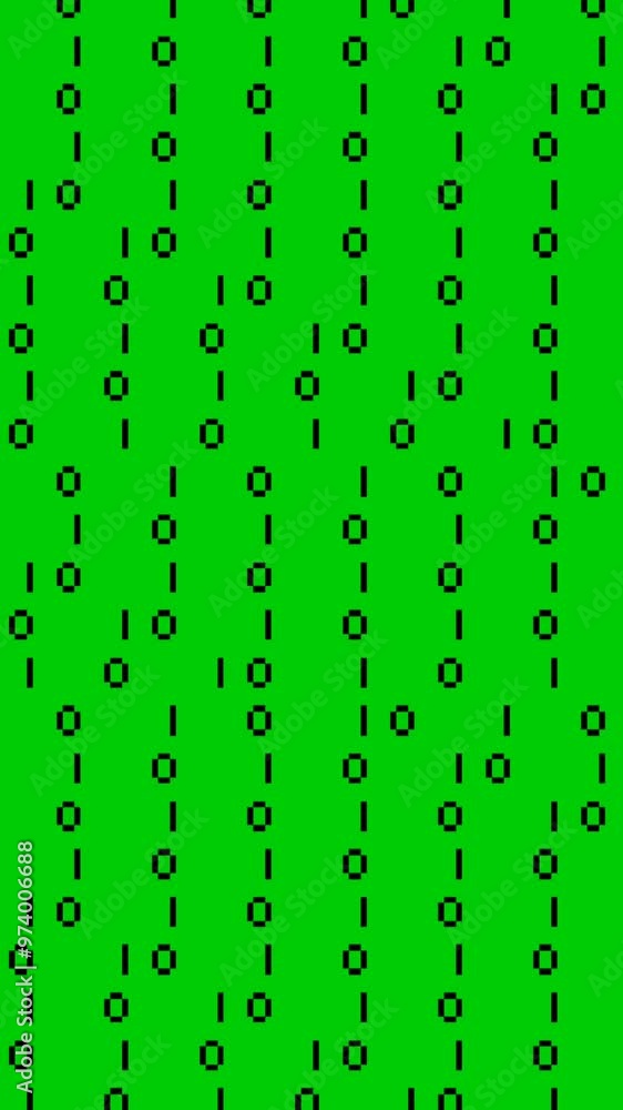 Poster binary code isolated on green background for vertical videos