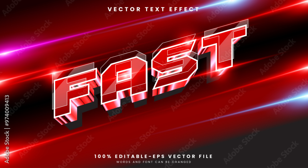 Poster red fast editable text effect template with modern style