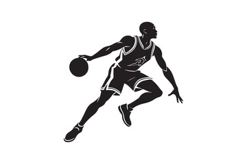 Basketball player silhouette vector illustration, Basketball player silhouette vector.