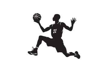 Basketball player silhouette vector illustration, Basketball player silhouette vector.