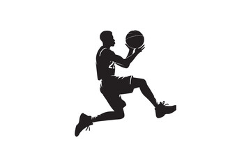 Basketball player silhouette vector illustration, Basketball player silhouette vector.