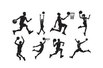 Basketball player silhouette vector illustration, Basketball player silhouette vector.