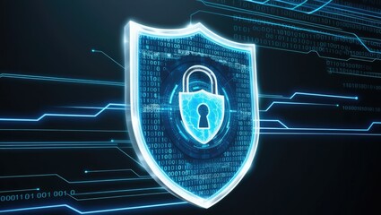 Digital Security: Futuristic Lock Symbolizing Cyber Protection