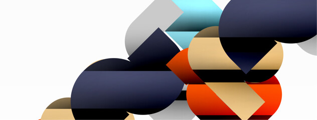 Colorful curve geometric shapes on white