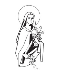 Saint Therese of Child Jesus Illustration Catholic religious Vector 