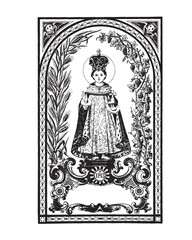 Fototapeta premium Infant Jesus of Prague Illustration Child Jesus Catholic religious Vector
