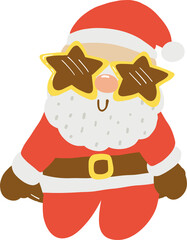 Groovy Retro Santa Sitting Happily in a Celebratory Pose Character Illustration