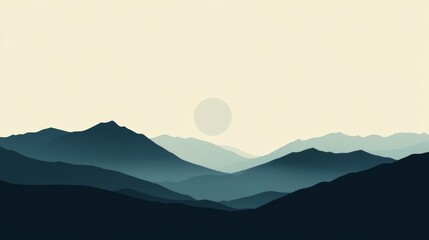 Negative space landscape with stark contrasts and minimalistic design, highlighting bold shapes and forms against a clean backdrop, creating a striking and serene visual effect