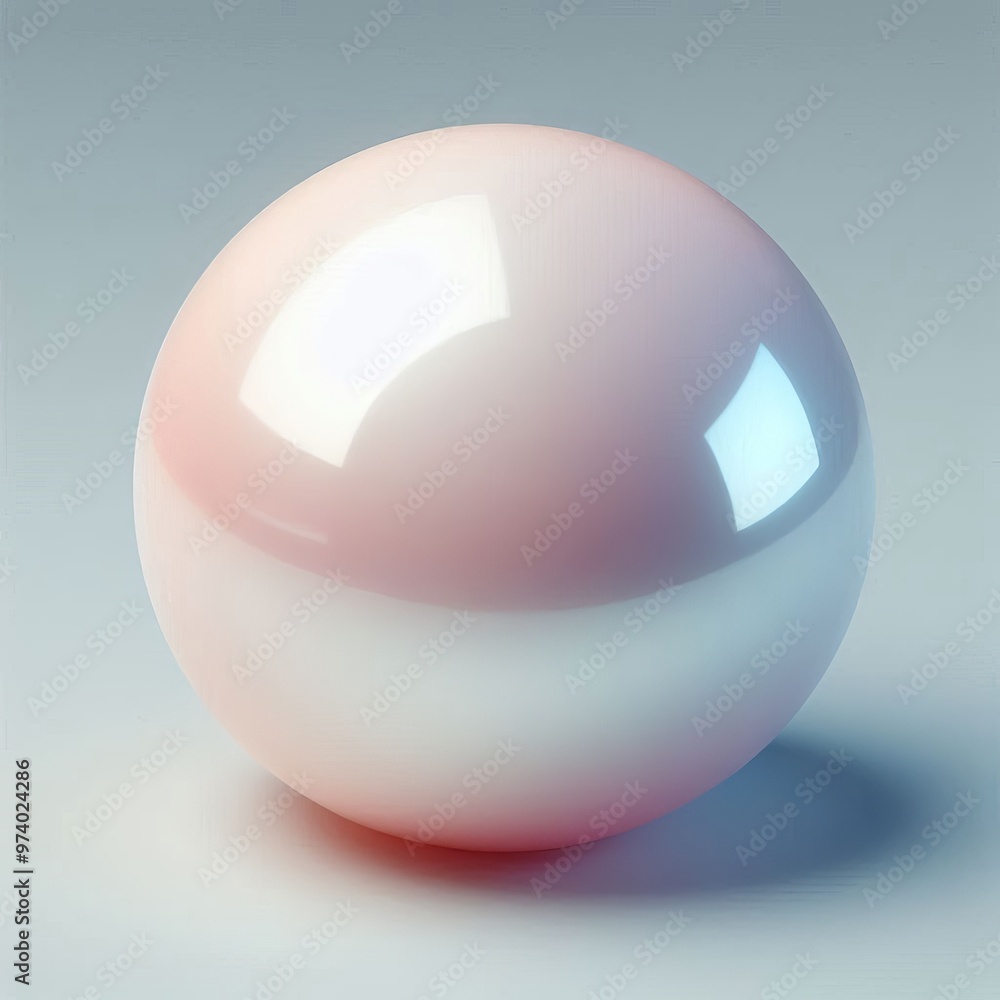 Poster a shiny cream 3d sphere with a glass-like appearance reflecting light and showcasing a transparent b