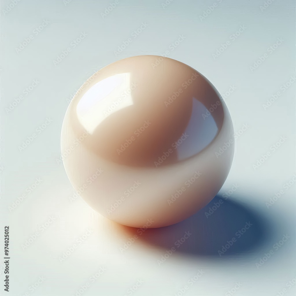 Poster a shiny cream 3d sphere with a glass-like appearance reflecting light and showcasing a transparent b